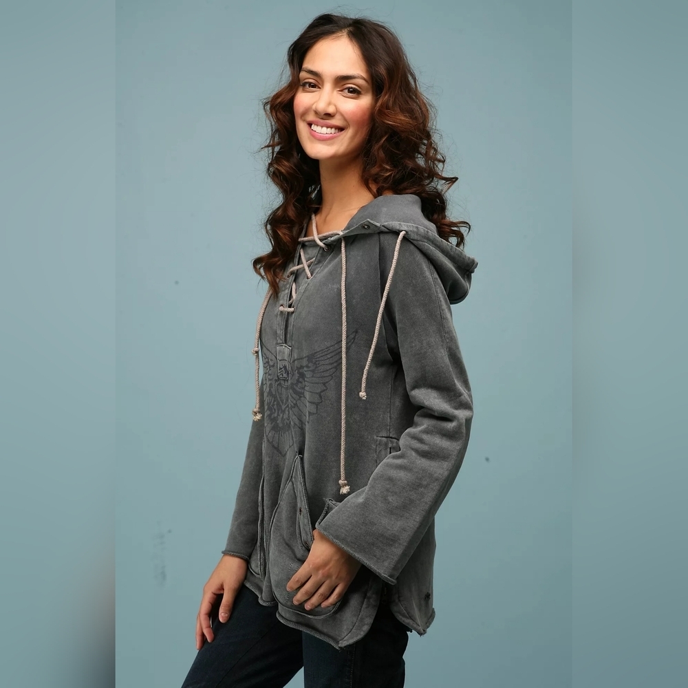Free People We The Free Lace-Up Hooded Pullover Size M - Picture 7 of 16